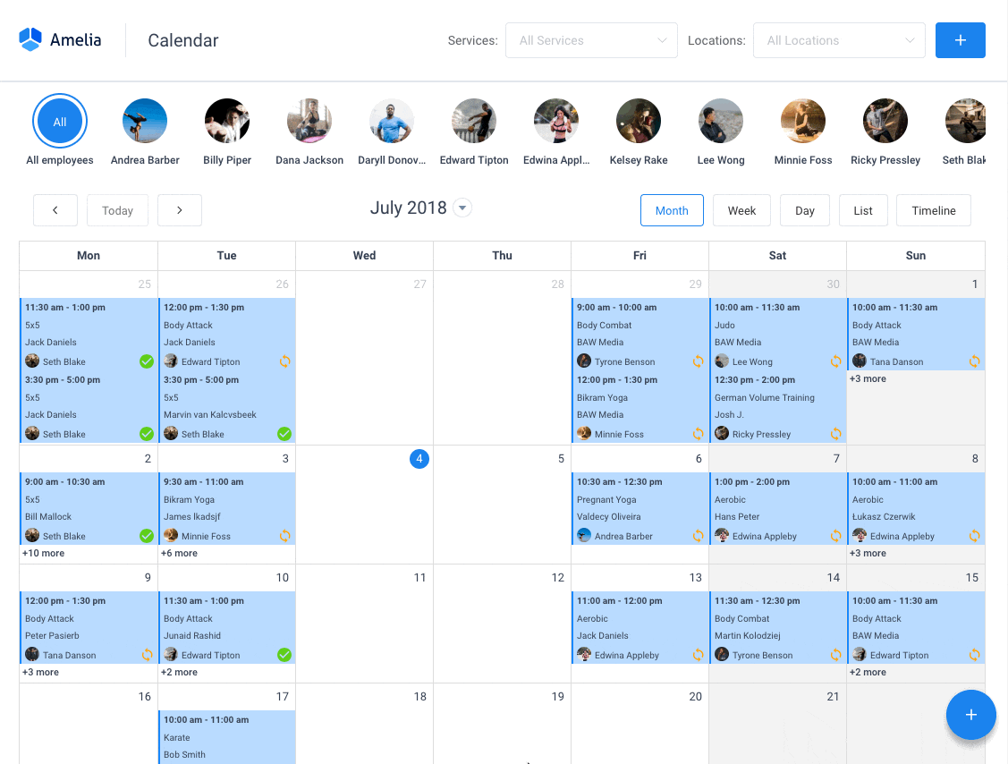 amelia booking calendar