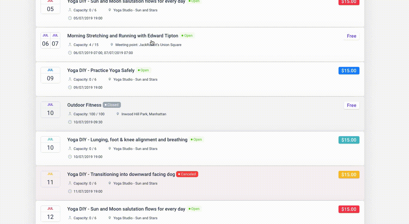 amelia booking form and event calendar overview