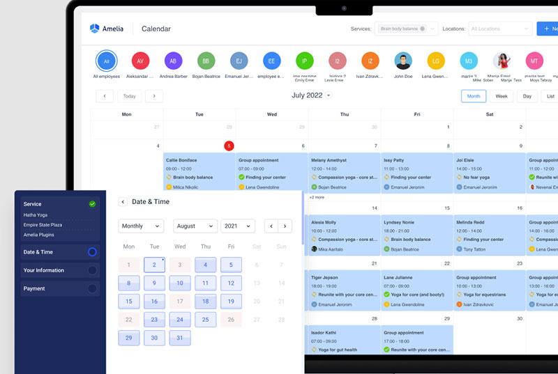 amelia wordpress booking plugin calendar overview 