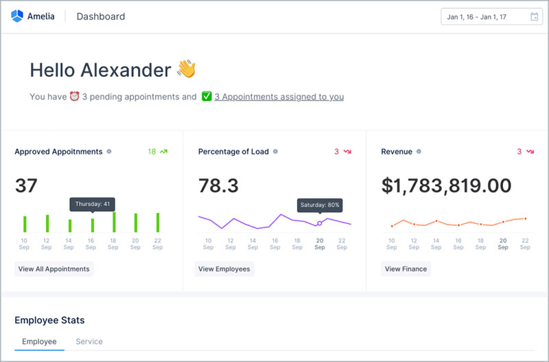 Amelia dashboard