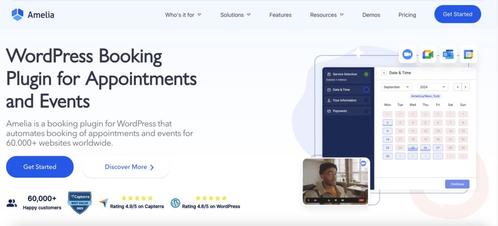 amelia wordpress booking plugin for appointments and events