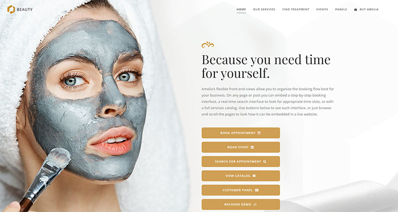 amelia beauty salon website demo