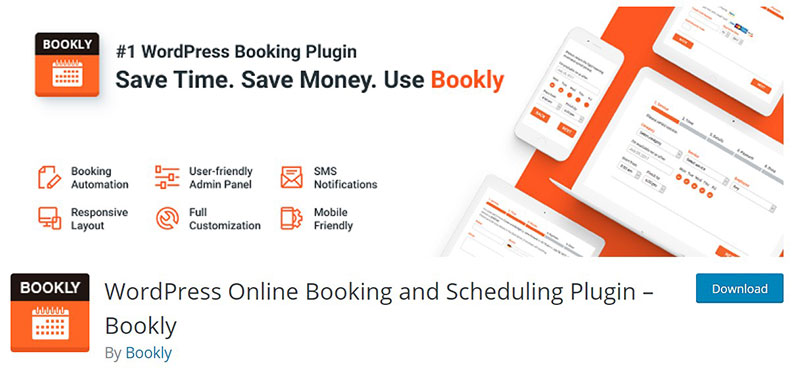 Bookly wordpress bookling plugin download page screenshot 