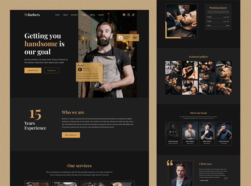 barbershop landing page example