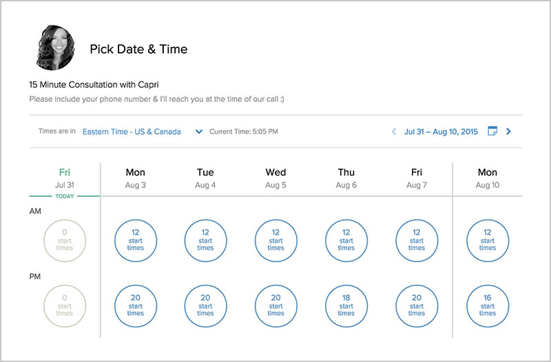 calendly date & time calendar 