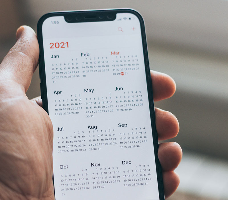 a mobile phone with a calendar on it