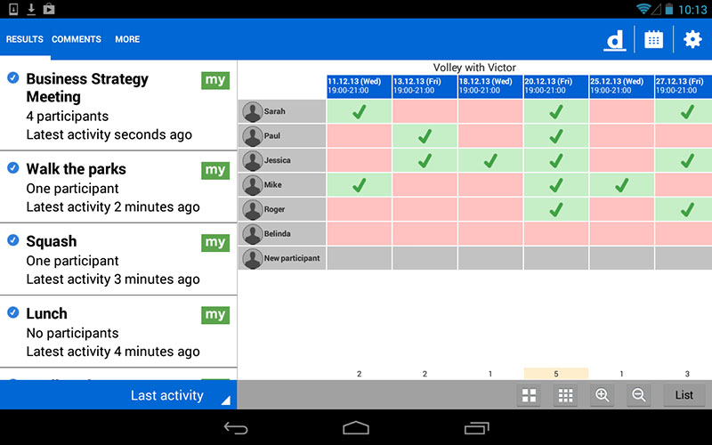 doodle calendar view with meetings