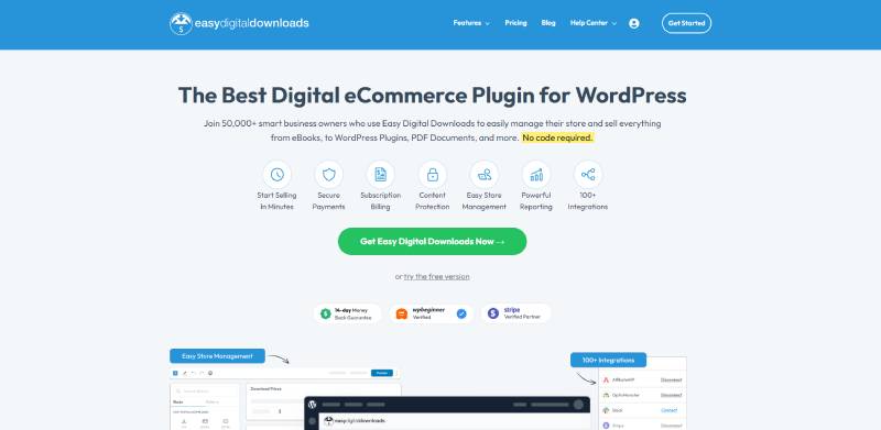 easy digital downloads plugin for wordpress homepage screenshot 