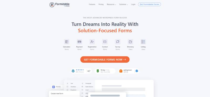 formidable forms homepage screenshot 