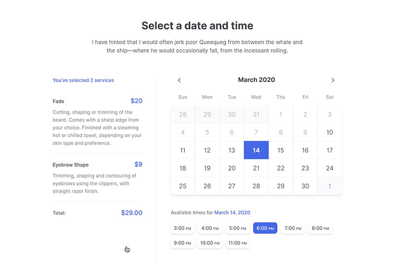 start booking wordpress calendar screenshot