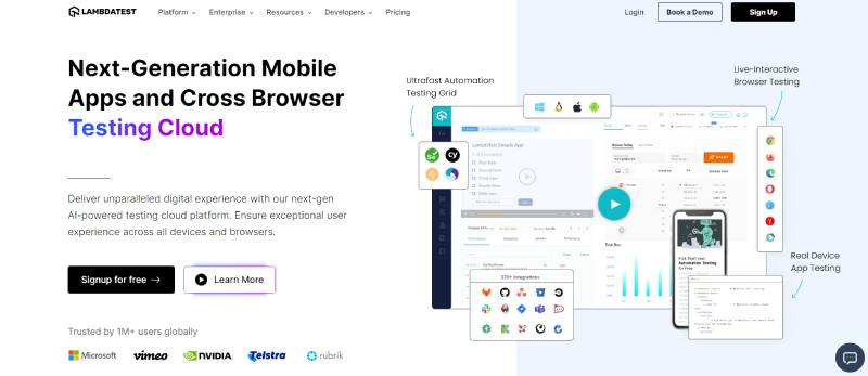 lambdatest homepage screenshot 