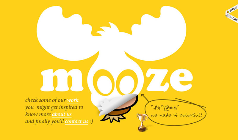 mooze design yellow color palette website homepage screenshot