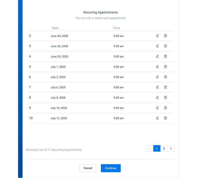 recurring appointments overview in amelia 