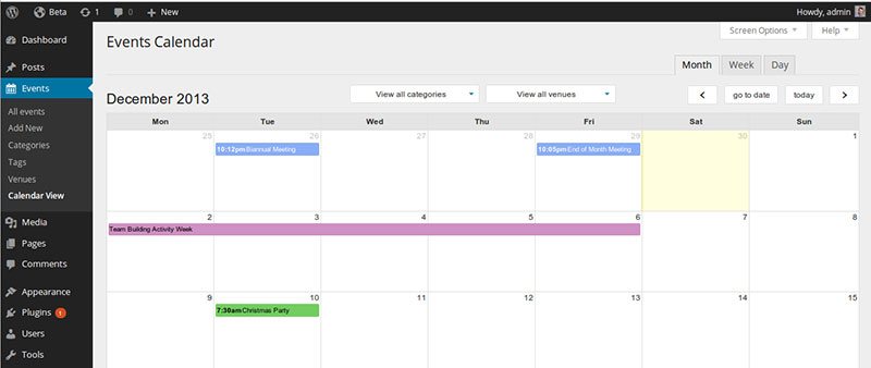 event organiser plugin screenshot