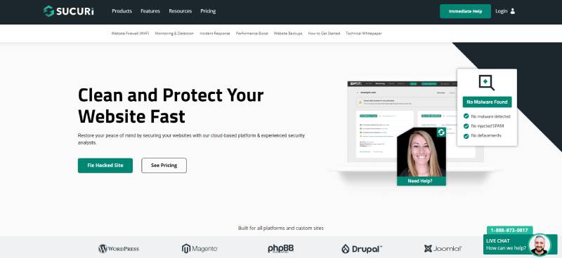 Sucuri homepage screenshot 