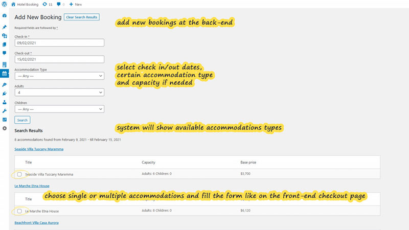 WordPress Hotel Booking plugin by MotoPress settings screen