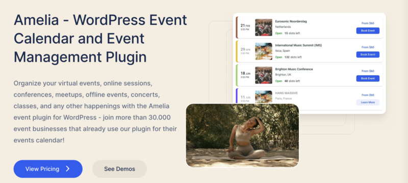 Amelia event management plugin screenshot