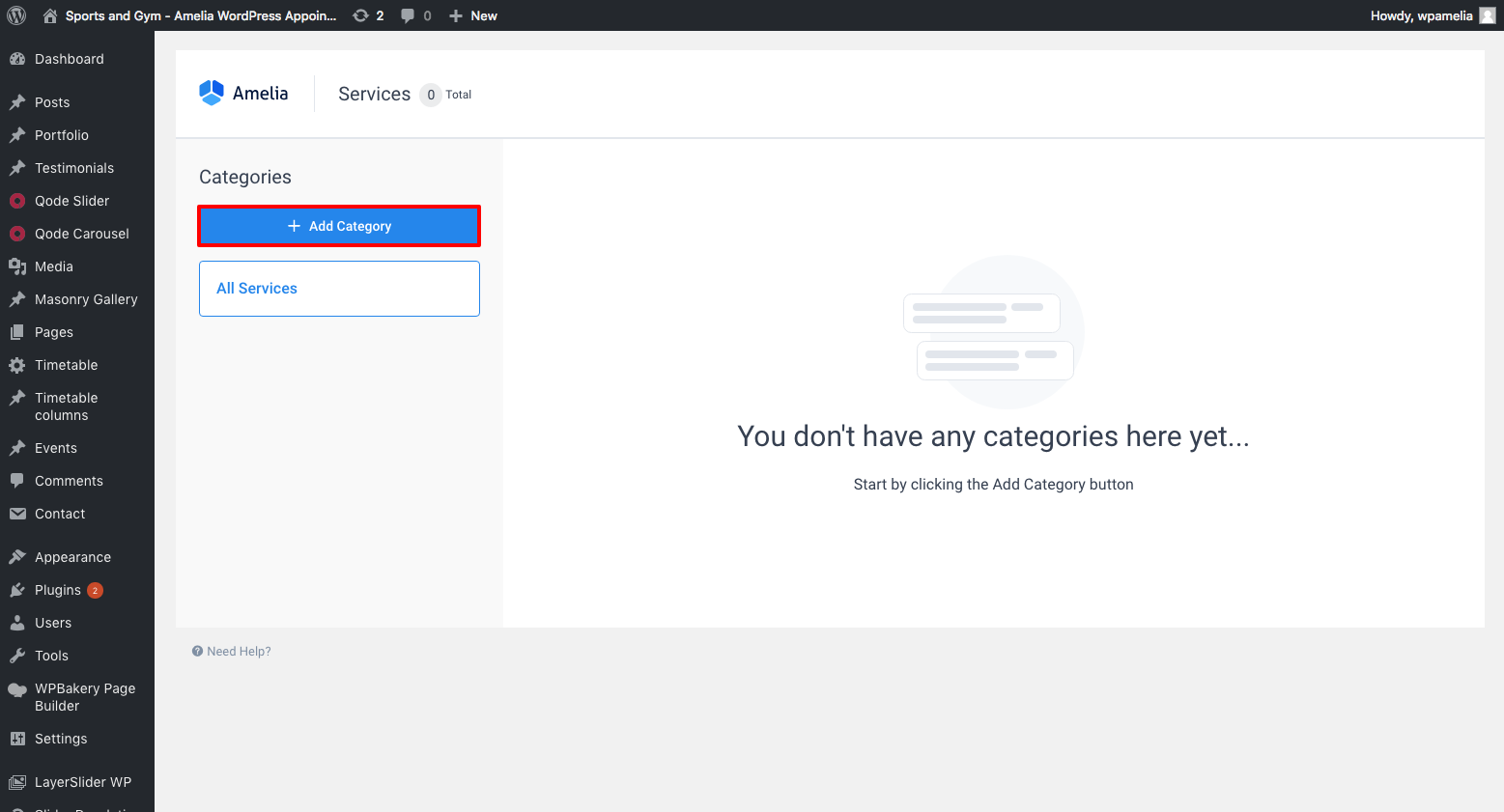 Amelia WordPress Booking Plugin - Add Service Category