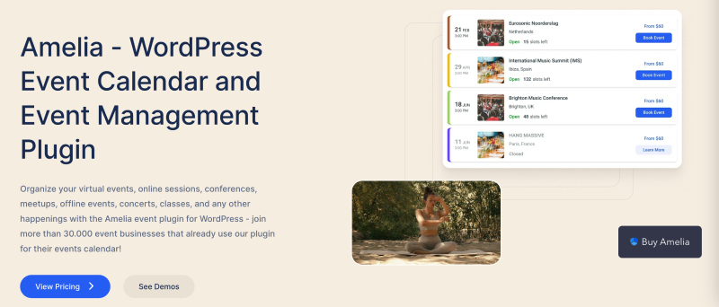 Amelia - WordPress Event Management Plugin