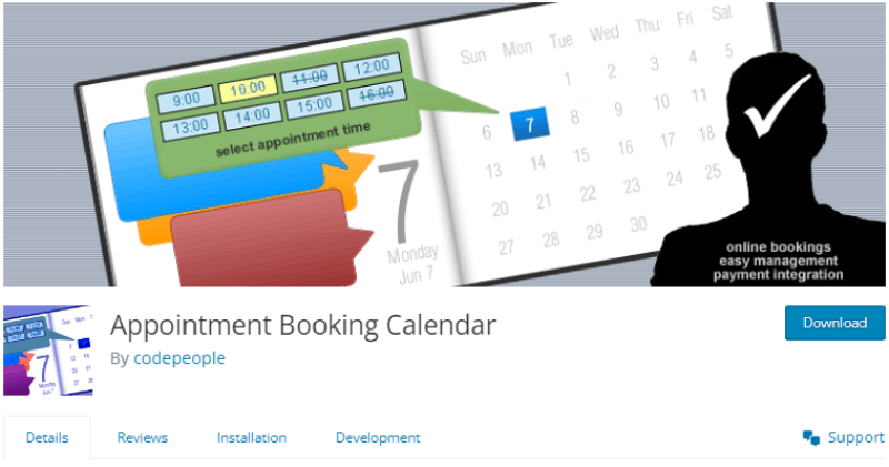 appointment booking calendar wordpress landing screenshot