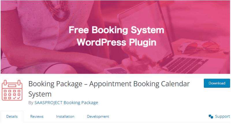 booking package wordpress landing page