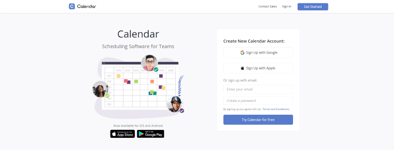 calendar homepage screenshot