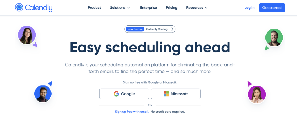 calendly homepage screenshot