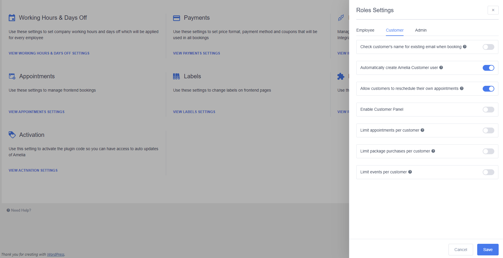 customer-panel-settings