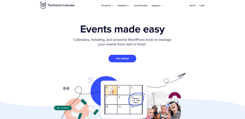 the events calendar plugin homepage screenshot