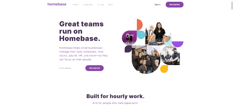 homebase homepage screenshot 