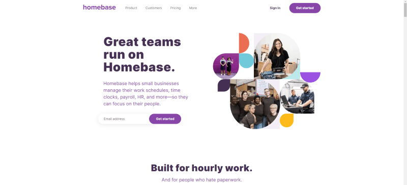 homebase homepage screenshot