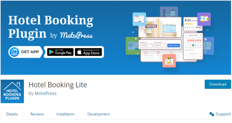 hotel booking plugin wordpress landing screenshot