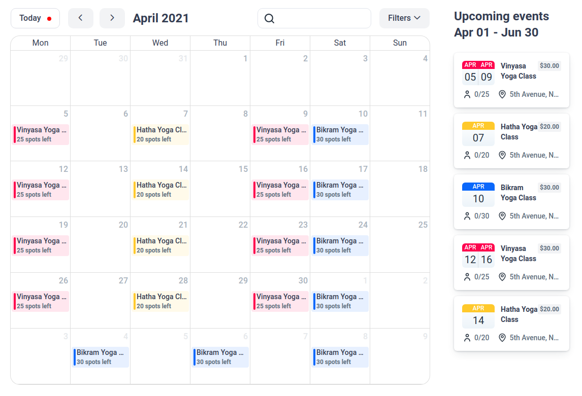 Events Calendar View Amelia WordPress Booking Plugin