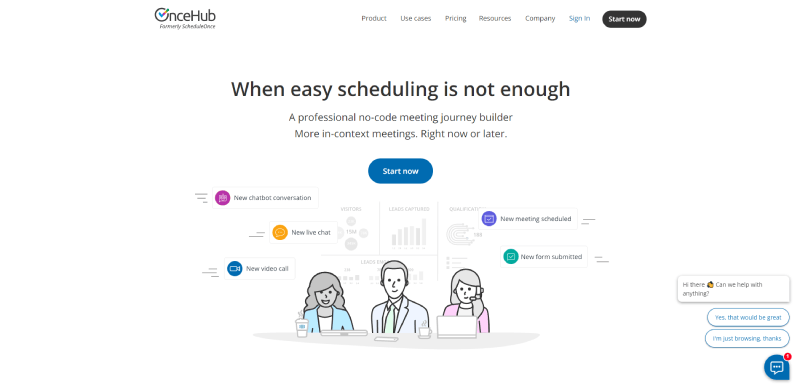 oncehub homepage screenshot