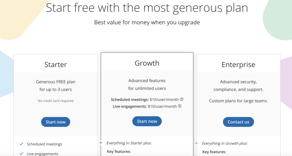 oncehub pricing page screenshot