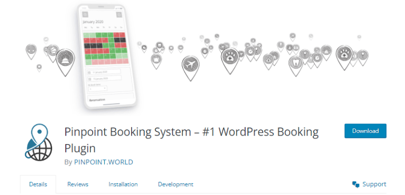 Pinpoint Booking System wordpress landing screenshot 