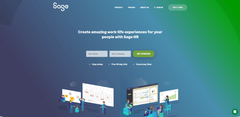 sage hr homepage screenshot 