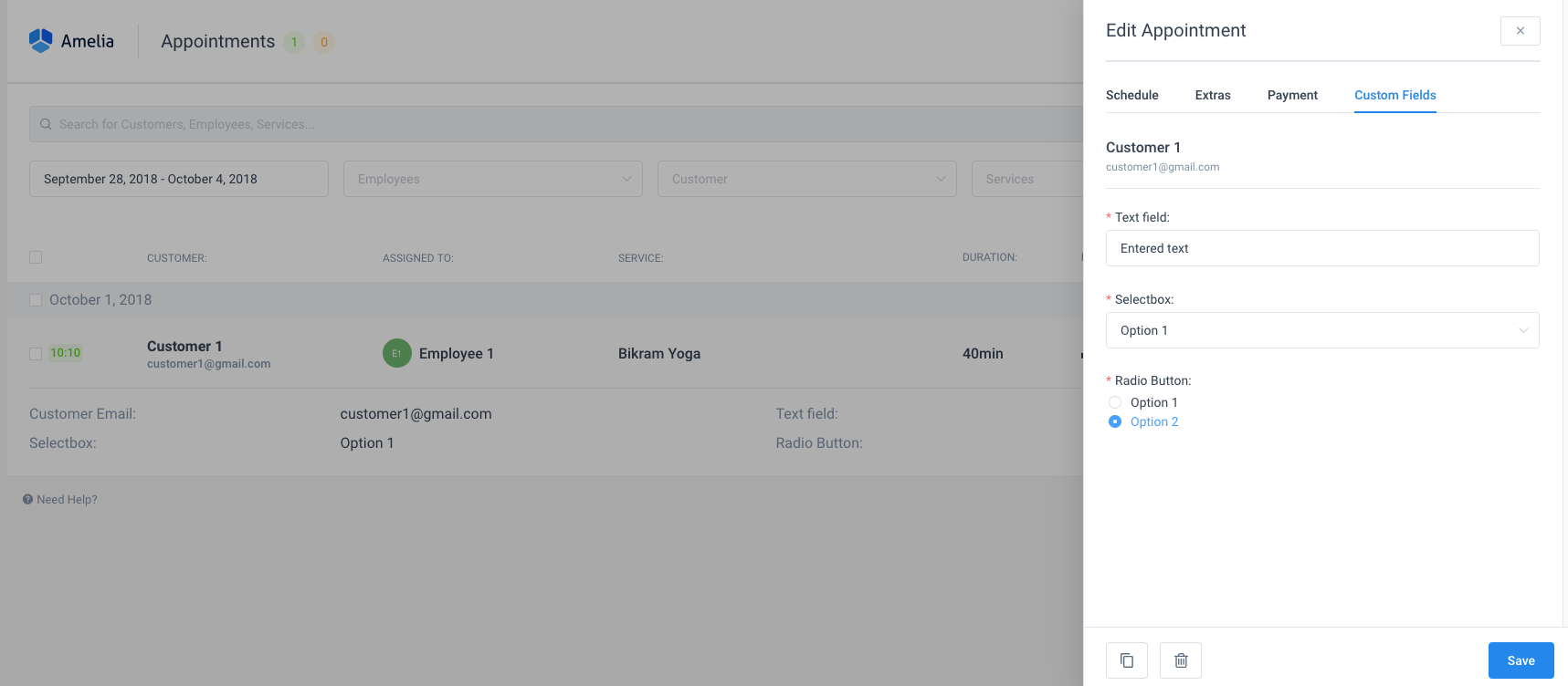 Custom fields Edit Appointment Amelia WordPress Booking plugin