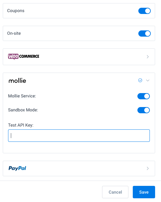 Mollie Settings Amelia WordPress Booking plugin