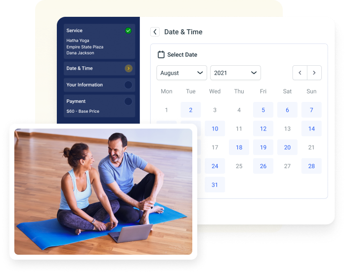 The form for scheduling yoga class powered by the WordPress booking plugin for studios, Amelia