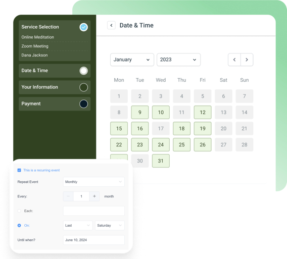  Amelia's appointment scheduling calendar interface